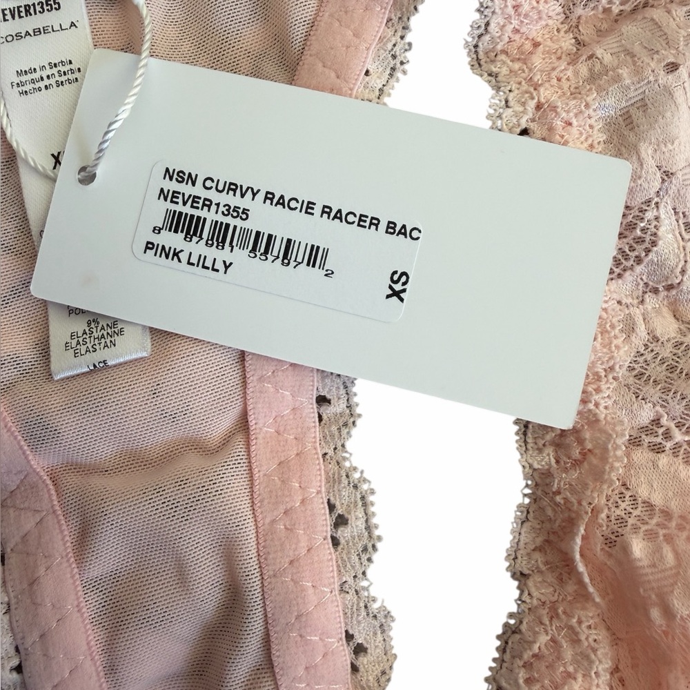 Cosabella Never Say Never Curvy Racie Racerback Bralette New XS Pink Lilly NWT - Picture 4 of 6